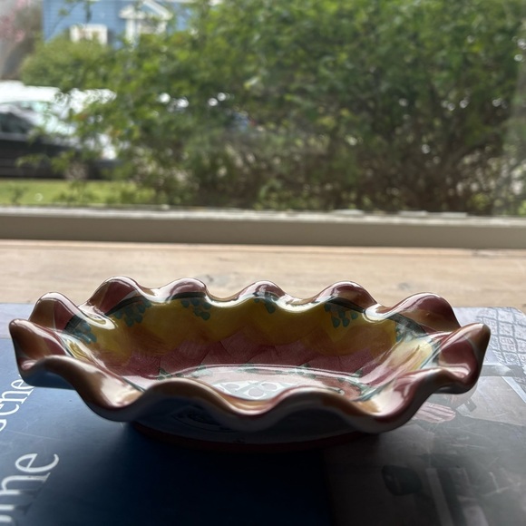 MacKenzie-Childs Pink and Yellow Ruffled Ceramic Trinket Dish - Picture 6 of 14